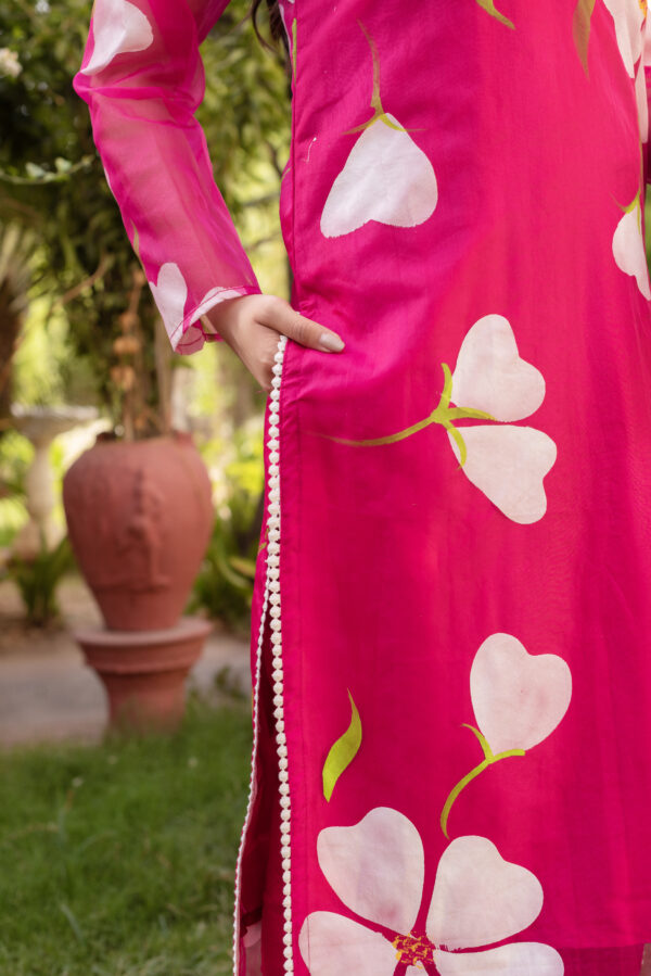 Pink Floral Straight Kurta Set. - Image 7