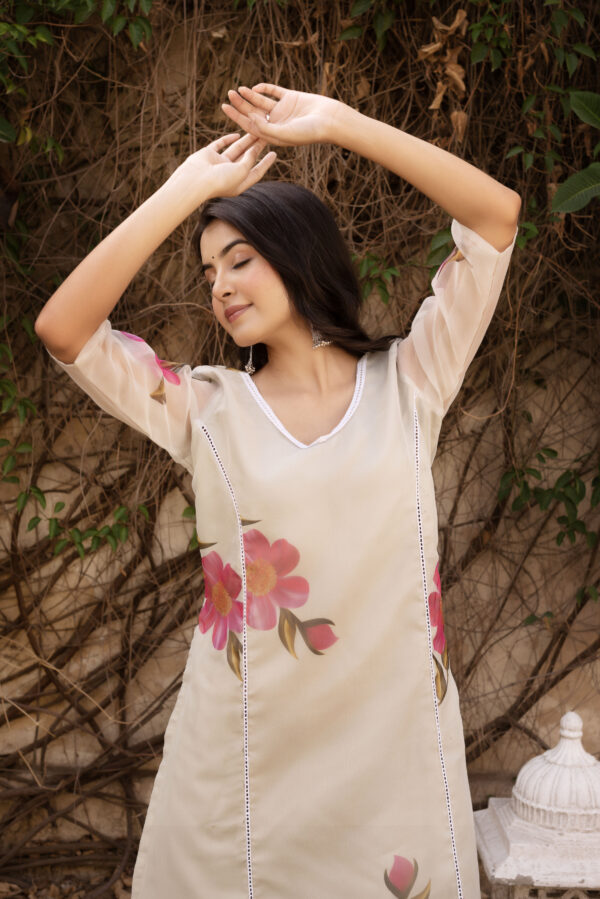 Daisy Pink A-Line Straight Kurta Set - Image 5