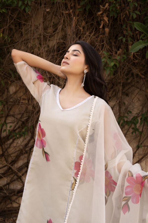 Daisy Pink A-Line Straight Kurta Set - Image 6