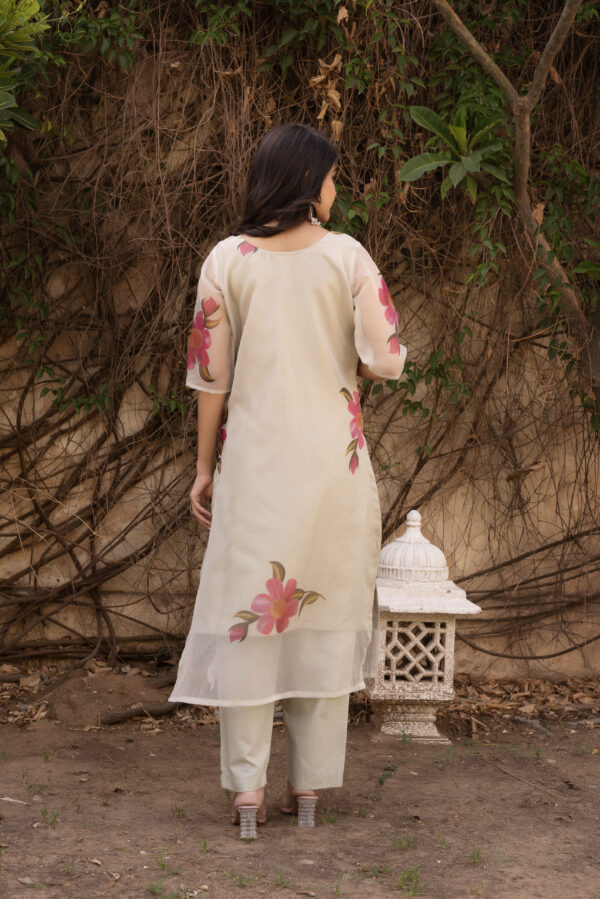 Daisy Pink A-Line Straight Kurta Set - Image 8