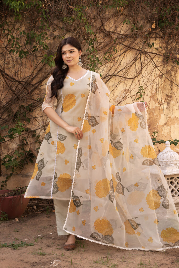 Yellow Sunshine A-Line Straight Kurta Set
