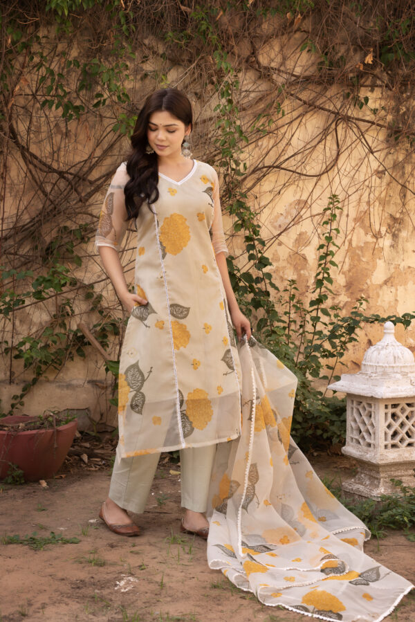 Yellow Sunshine A-Line Straight Kurta Set - Image 2