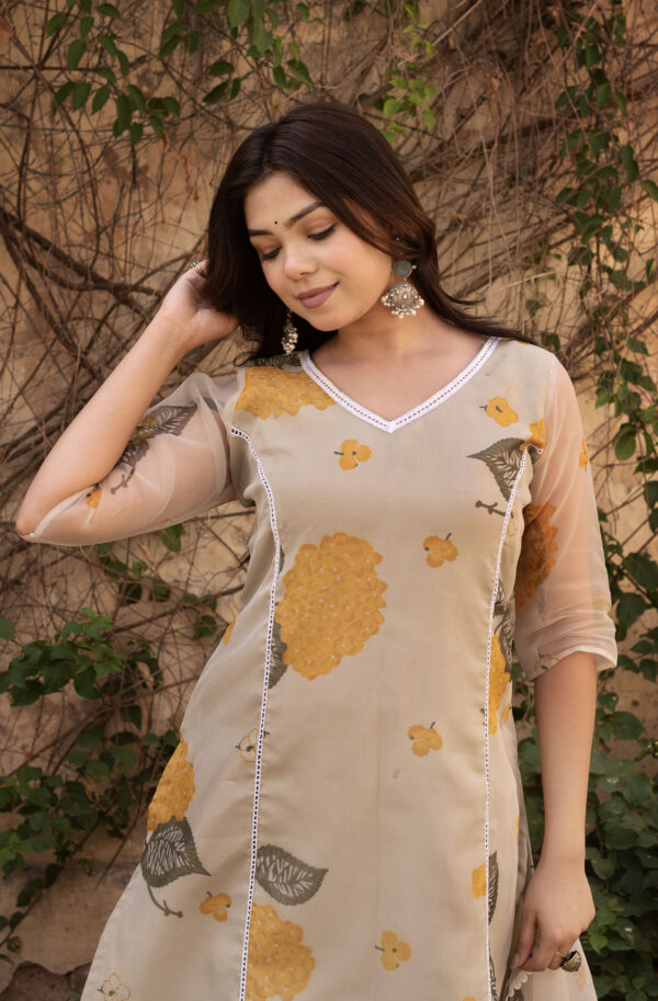 Yellow Sunshine A-Line Straight Kurta Set - Image 5