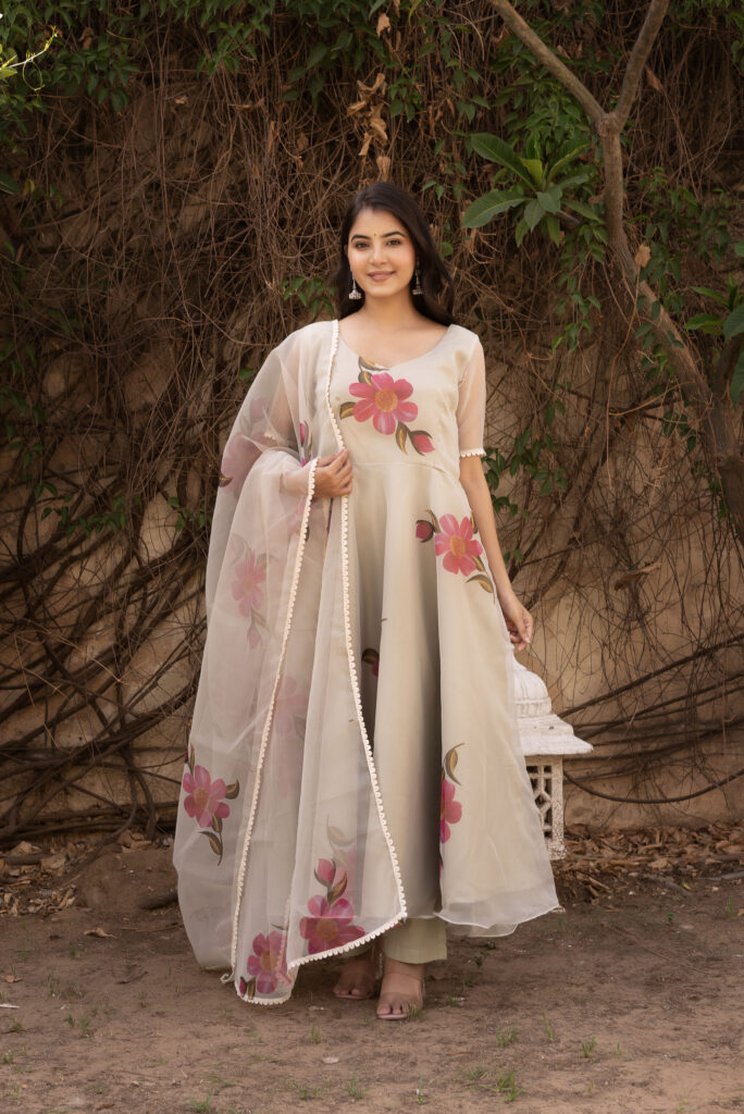 Daisy Pink Printed Anarkali Set