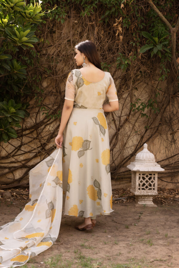 Yellow Sunshine Printed Anarkali Set - Image 7