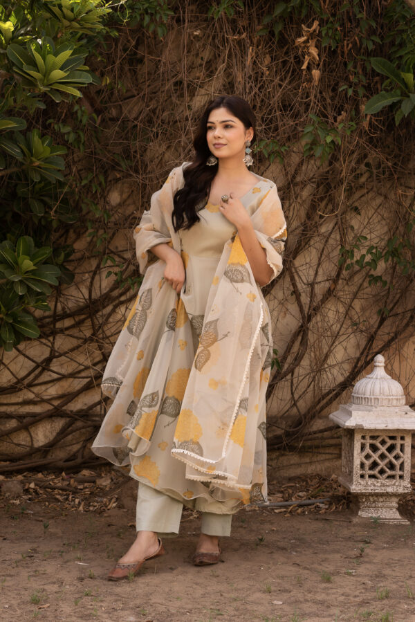 Yellow Sunshine Printed Anarkali Set - Image 3