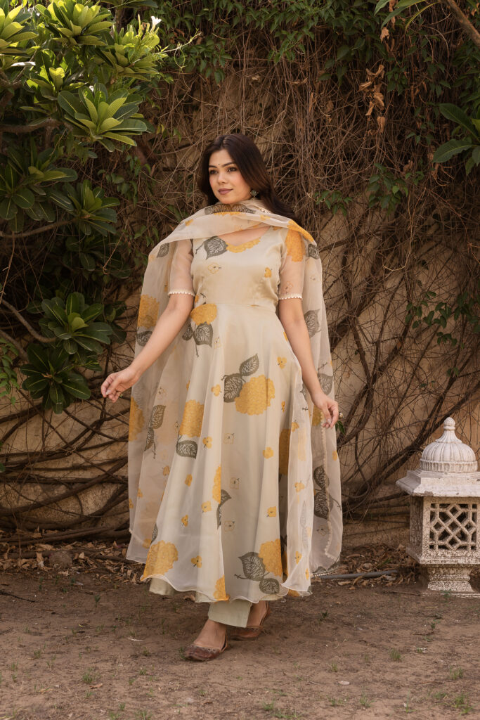 Yellow Sunshine Printed Anarkali Set