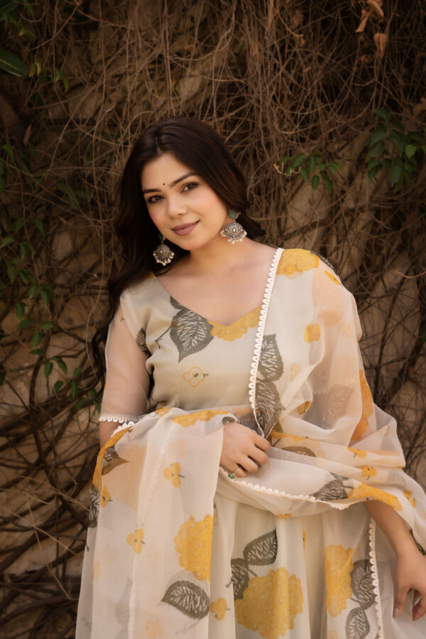 Yellow Sunshine Printed Anarkali Set - Image 5