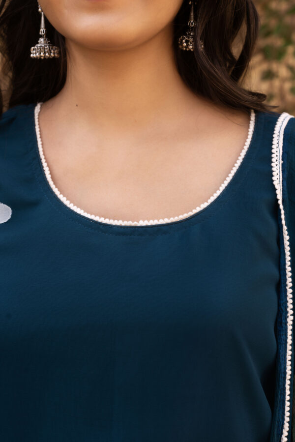 Teal Blue Straight Kurta Set - Image 6