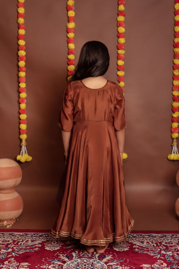 Tyohaar Kids Brown Silk Anarkali Set - Image 4