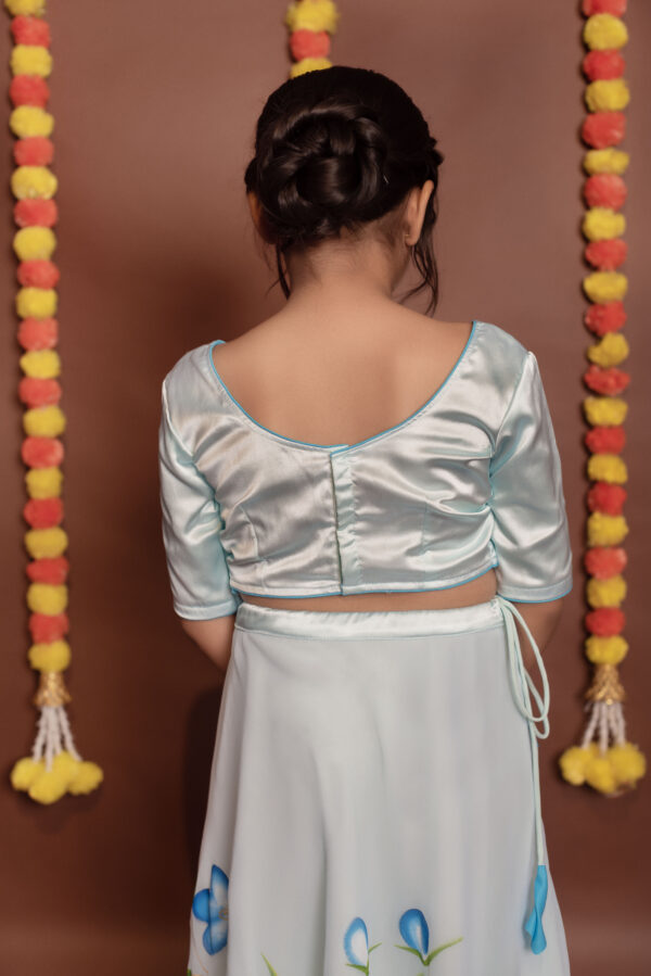 Tyohaar Kids Sky Blue Lehenga Set - Image 5