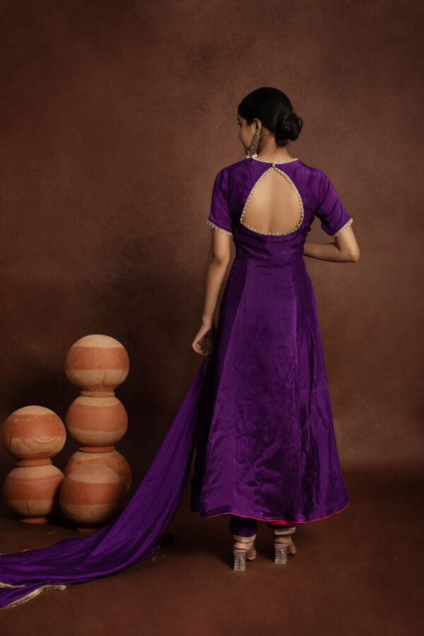 Tyohaar Purple Silk Angrakha Anarkali Set - Image 7