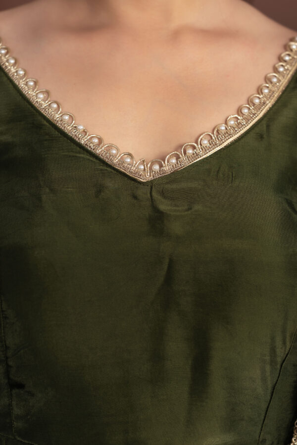 Tyohaar Olive Green Silk Anarkali Set - Image 6