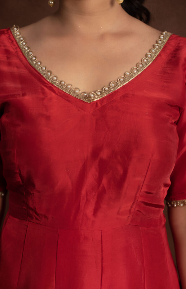 Tyohaar Red Silk Anarkali set - Image 7