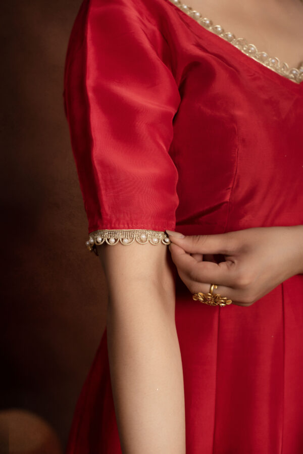 Tyohaar Red Silk Anarkali set - Image 6