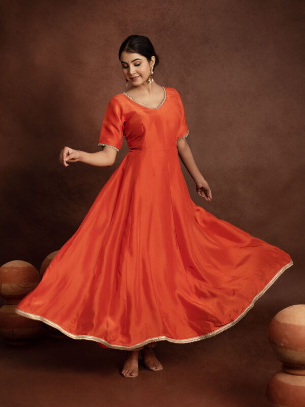 Tyohaar Orange Silk Anarkali Set - Image 2