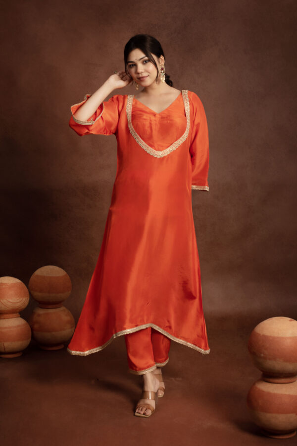 Tyohaar Orange Silk Noor Set - Image 2