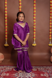 Tyohaar Kids Purple Silk Sharara Set
